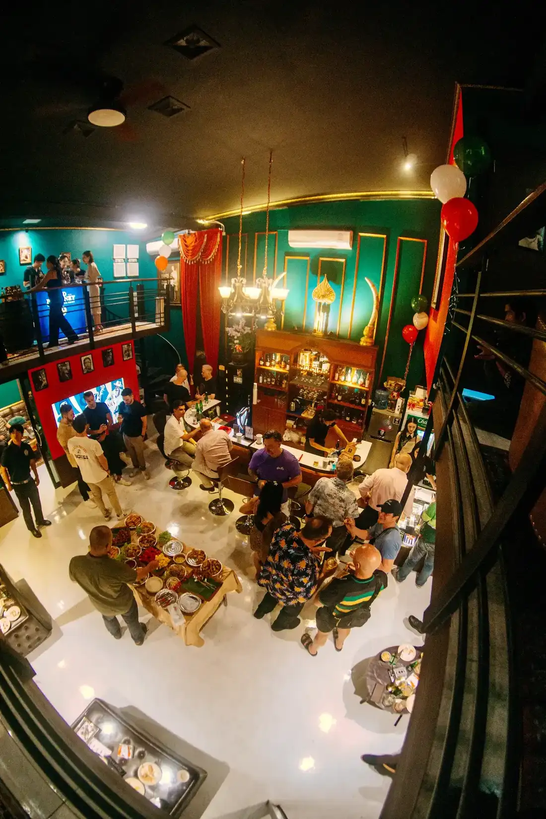 The staircase ascent to the CNX Cigars lounge on opening night